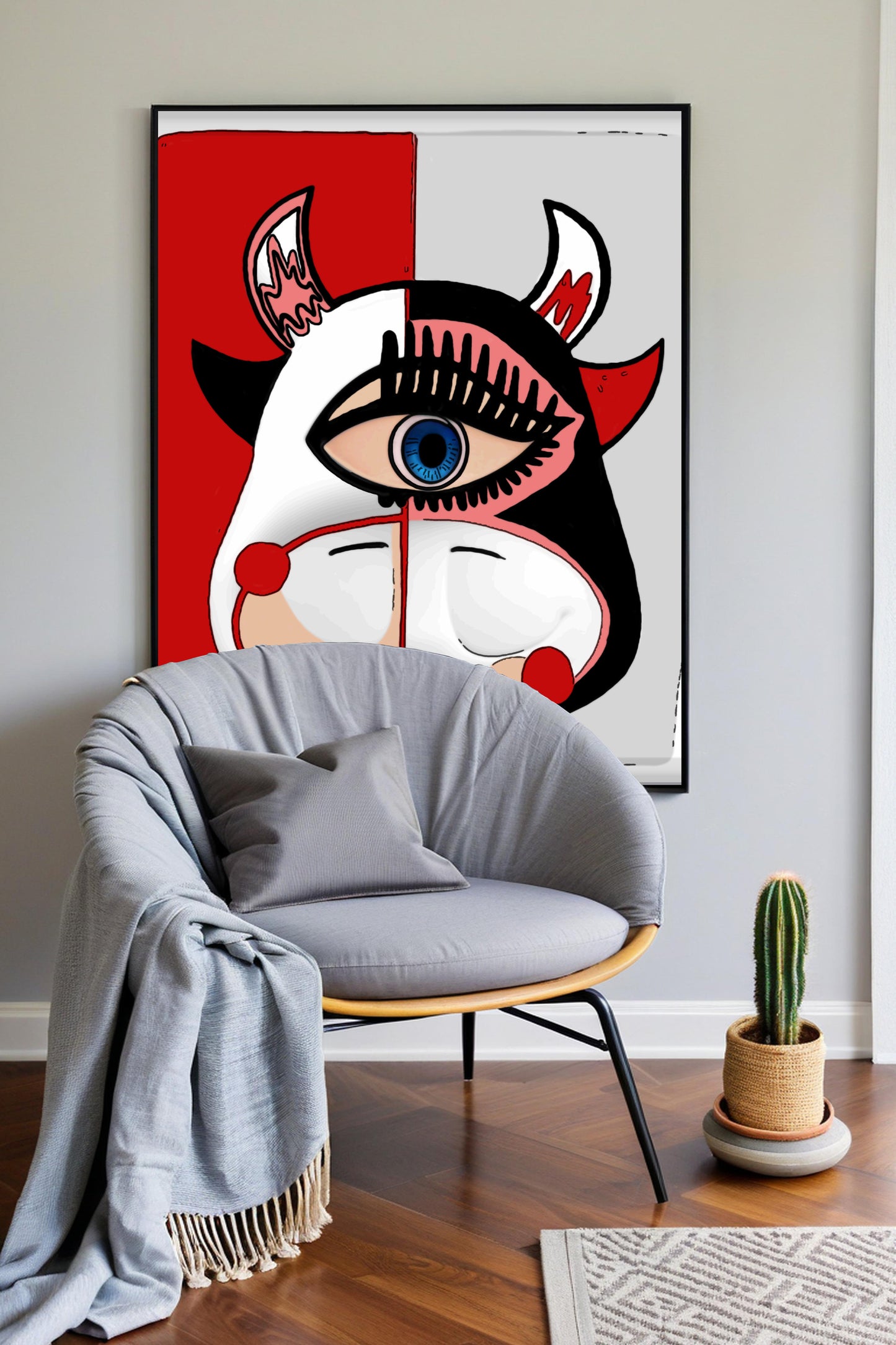 「Ox」Framed Canvas Print Wall Art 潮流十二生肖牛 裝飾畫客廳 玄關 臥室